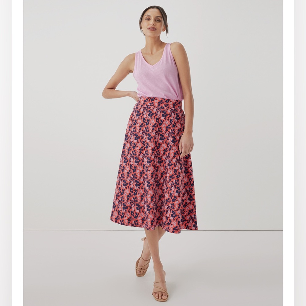Pact Women's Sweet Floral Cayenne Fit & Flare Midi Skirt XS